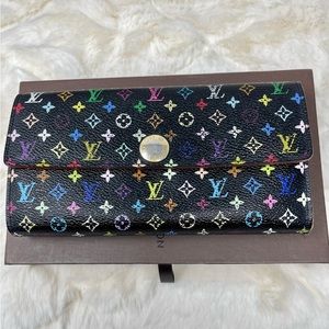 Louis Vuitton Black Multicolor Sarah Wallet